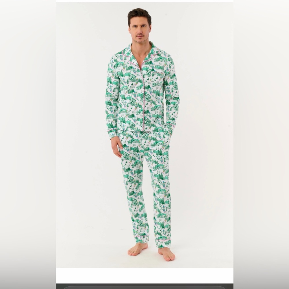 Mens Ski Toile Long Sleeve Polo Pajamas NWT sold out size L